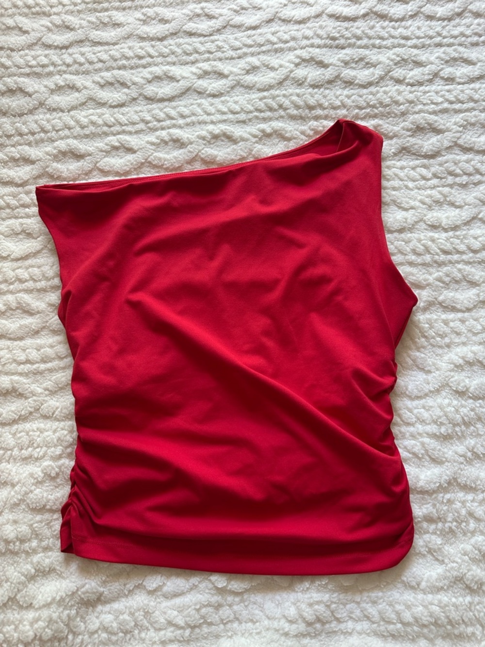 One-Shoulder Red Women's Top
